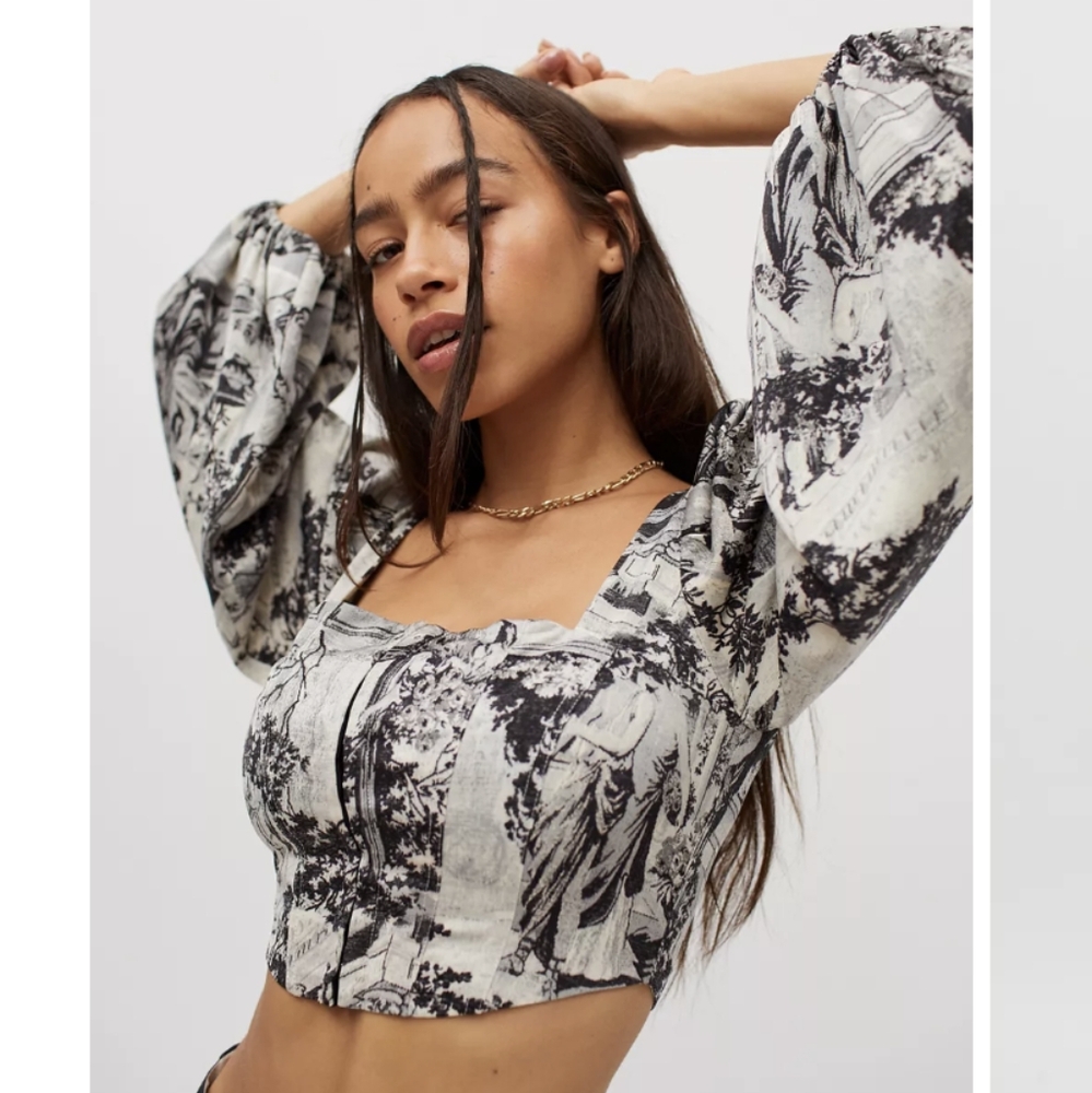 NWT Urban Outfitters UO Maddie Cropped Bustier Top S Maiden Coquette #30
